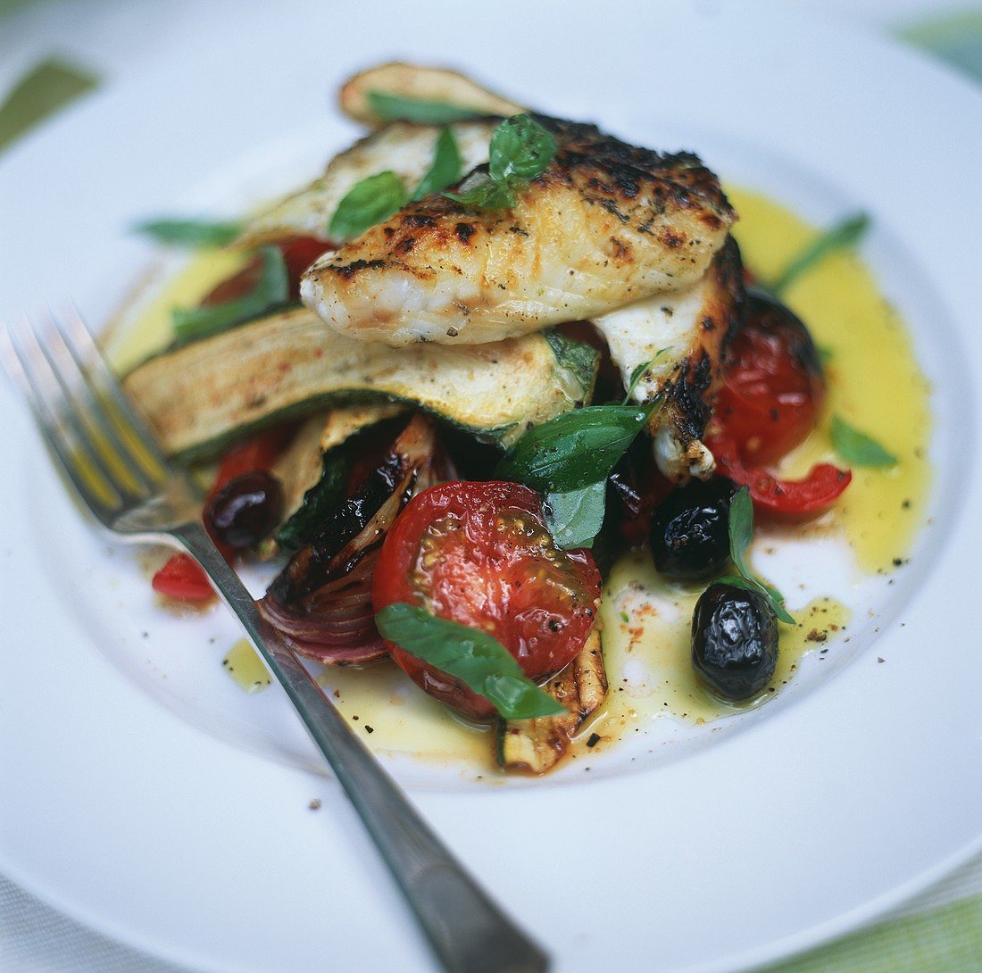 Fish with summer vegetables